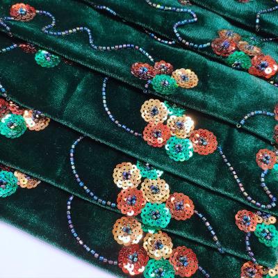 China Handmade Beaded European American Multicolor Breathable Velvet Sequin Embroidery Lace Fabric For Wedding Party xx888-52f for sale