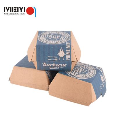 China Recyclable Hot Selling Disposable Chicken Burger Custom Wrapping Paper Logo Printed Lunch Packaging Hambueger Takeout Paper Box for sale