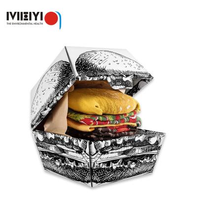 China Recyclable Food Grade Customizable Hamburger Paper Fast Food Packaging Box for sale