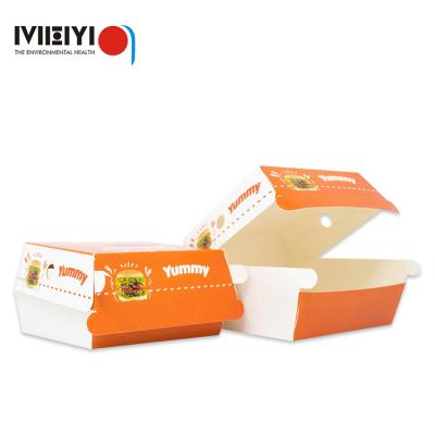 China Recyclable Custom Disposable Food Grade Paper Hamburger Cardboard Hamburger Packaging Box for sale