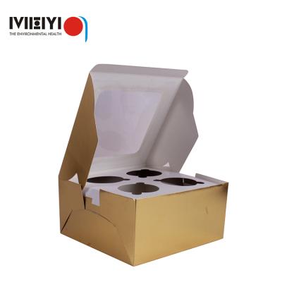 China Recyclable 4 6 Dots Bonded Flat Packed Cake Boxes With Windows for sale