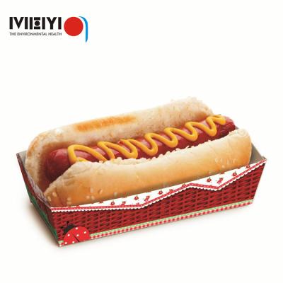 China Recyclable Disposable Paper French Fries Boat Serving Hot Dog French Fries Fast Food Tray for sale