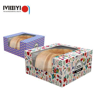 China Customized Recyclable Fashion Biodegradable Fancy Cake Food Packaging Dessert Box Pastry Paper Cake Box Small Cake Boxes With Window for sale