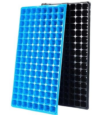 China Mirogreen Grows 128 Cell Seed Plant Garden Seedling Plant Nursery Trays Wholesale Blue Black Blue Black Vegetables Horticulture Tray for sale