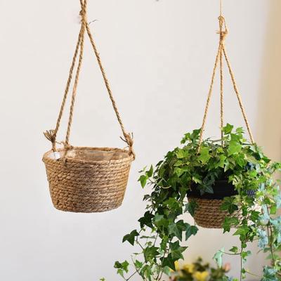 China Durable Hanging Basket Plant Pots Woven Wall Hanging Basket Decor Pots For Indoor Plants for sale