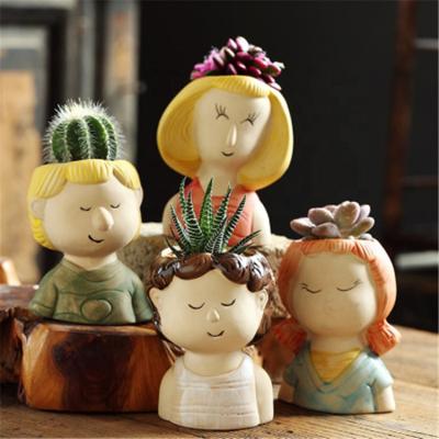 China Handmade Wholesale Decorative Ceramic Planter Cartoon Sculpture Animal Succulent Planters for sale