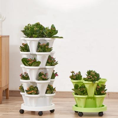 China Indoor/Outdoor Strawberry Durable Material Vertical Vegetable Plastic Planter Growing Gardening Vertical Garden for sale