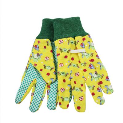 China 7.5 Inch Eco-Friendly Kids Floral Gloves With PVC Dots Garden Gloves Garden Tool for sale