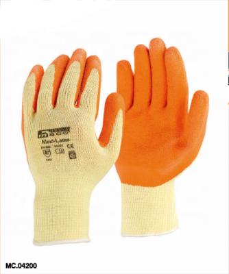 China Soft 10 Gauge Cotton Garden Gloves Orange Color Latex Coated Cotton Gardening Gloves for sale