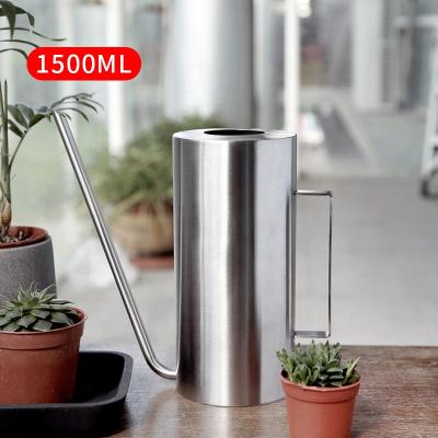 China Modern Long Spout 1500ml Watering Pot Durable Metal Watering Can Stainless Steel Watering Can For Outdoor And Indoor House Plants for sale