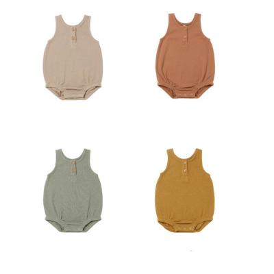 China Factory wholesale popular in stock unisex baby onesie pajamas sleeveless waffle baby onesie for sale