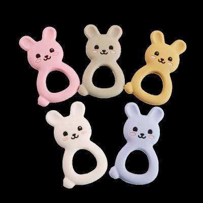 China Soft Toy 5 Colors Rabbit Teething Charm BPA Free Sensory Toy Cute Silicone Rabbit Baby Teethers for sale