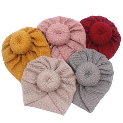 China 2021 Winter Autumn Newborn Soft Cotton Solid Cute Knitted Hats Beanie Infant Kids Headwear Baby Casual Turban Hat Plain Color for sale