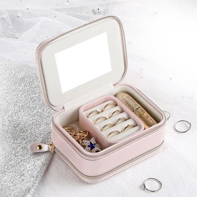 China Multi-Function Travel Zipper PU Leather Jewelry Storage Box Portable PU Jewelry Organizer & Storage Box Jewelry Box for sale