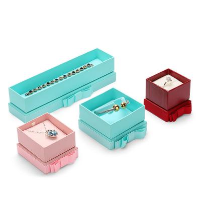 China Multicolor Premium Paper Jewelry Packaging Box Classic Contracted Ring Bracelet Neckle Jewelry Box Custom Logo for sale