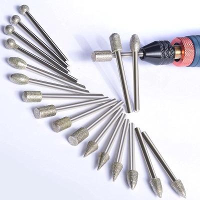 China Hot Sale Industrial Diamond Carbon Steel Main Use Diamond Grinding Polishing Kits 150/100/200/400 Internal Point Burr Grit BCN Diamond Bits for sale