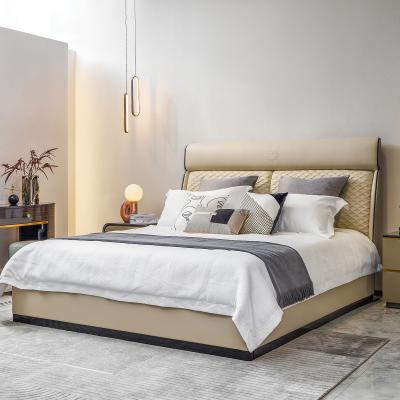 China Italian Leather Modern Hotel Bedroom Furniture Luxury Microfiber Foam OEM ODM Style Queen /MDF/High Density King Queen /MDF/High Density Bed for sale