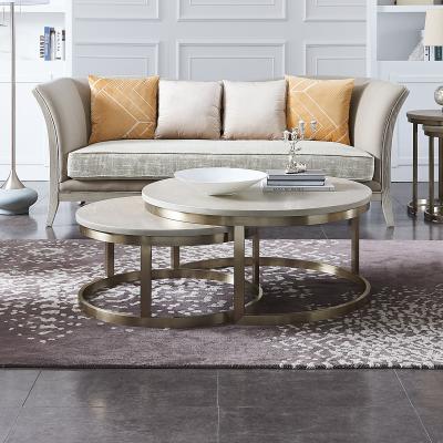 China Removable OEM ODM Factory Welliton Furniture Home Living Room Double Round Modern Coffee Table for sale