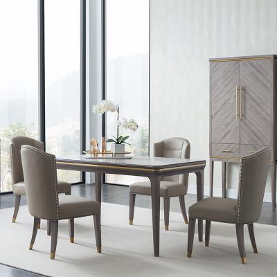 China OEM Welliton Modern ODM Home Hotel Villa Furniture Dining Table and Chair Wood Marble Set for sale