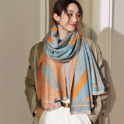 China 2022 Acrylic New Arrive Pashmina Warm Shawls Cashmere Scarf Blanket Ladies Winter Scarves OEM Luxury Brand for sale