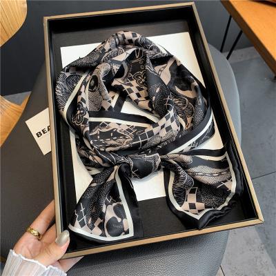 China Long Scarf Elegant Silk Skinny Women Print Hair Bands Ribbon Headband Wraps Bandana Neck Tie Scarves Ladies Neckerchief 2022 for sale