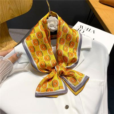 China New Long Silk Headbands Scarf Women Hair Skinny Ribbon Bands Neck Tie Bag Wrist Wraps Fashion Turban 2022 Bandana Headscarf Female for sale