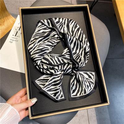 China Long 2022 New Silk Scarf Skinny Women Hair Bands Shape Headbands Ribbon Bandana Wrist Bag Wraps Female Scarves Foulard Accessories for sale