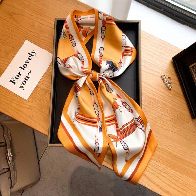 China Female Accessories Bufanda Neck Tie Belt Foulard Scarf Long Hair Bands Headband Women Designer Luxury Silk Skinny Scarf Headscarf for sale