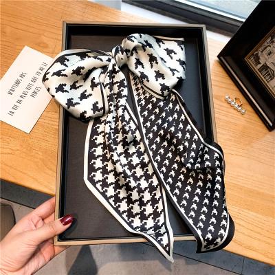 China Female Scarf 2022 Print Long Scarf Women Headband Hair Scrunchies Ribbon Bands Wirt Wrap Luxury Elegant Silk Skinny Bag for sale