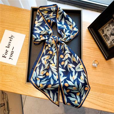 China Print Luxury Long Hair Band Skinny Scarf Women Design Silk Neck Scarf Wrist Wrap Lady Neck Tie Bag Scrunchies Ribbon Headband New 2022 for sale