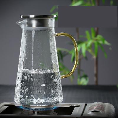 China Viable Wholesale Handmade Transparent Cold Kettle Hot And Cold Water Jug With Lid for sale