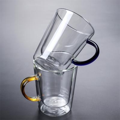 China Wholesale Sustainable High Borosilicate Double Wall Glass Mug For Tea Or Coffee for sale