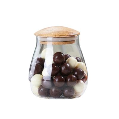 China Home bar hotel restaurant factory supply borosilicate glass food storage jars with wooden lids for sale