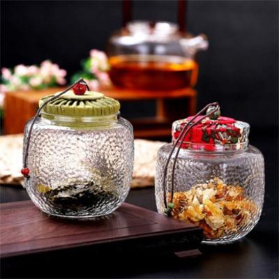 China Heatable Handmade Glass Tea Jar Sealed Household Glass Transparent Storage Container for sale