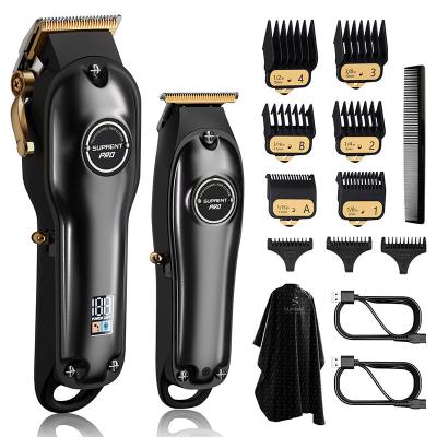 China For Hair Salon Commercial Professional Rechargeable Electric Black Clippers And Trimmer Kit For Salon for sale