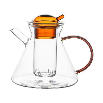 China Sustainable Home Danish Nordic flower teapot creative ins borosilicate glass coffee pot latte cup for sale