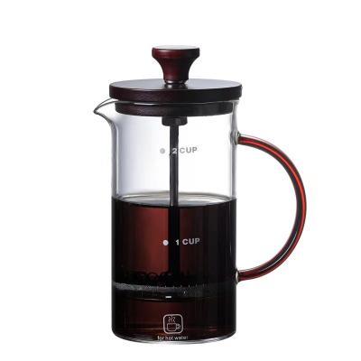 China Sustainable Hot sale high borosilicate glass french press pot glass coffee filter tea maker hand brewing household coffee pot for sale