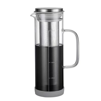 China Sustainable Hot sale high borosilicate glass cold brew coffee pot 304 stainless steel coffee pot hot and cold brewing teapot coffee set for sale