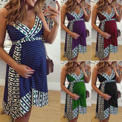 China Women's Breathable Dress Casual Maternity Clothes Dress Maternity Pregnant Sleeveless Solid Maternity Dresses for Summer Pregnant Sea for sale