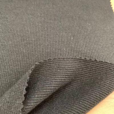 China 2021Organic Hot Selling 34%Cotton 63%Poly 3%Span Organic Cotton Rib Recycle Poly Knitted Fabric For Apparel And Garment Clothes for sale