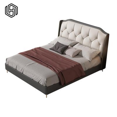 China Strong practicability HUI JU YOU Luxury OEM PINE Queen Light Large Modern Factory Price Double Bed for sale