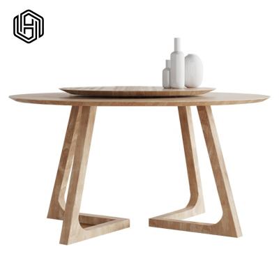 China Household small apartment solid wood round dining table with center rotating multi-functional simple dining table for sale