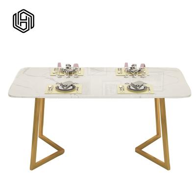 China Hot Sale New Design Italian Minimalism Modern Marble Top Dining Table Chairs Wear-resistance for sale