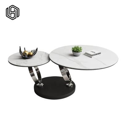 China modern luxury coffee table set by huijuyoupin minimalist white glass top round coffee table for sale