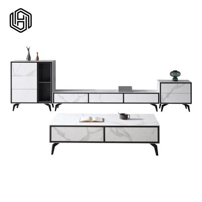 China huijuyoupin minimalist living room furniture marble coffee table with storage for sale