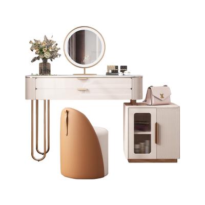 China HUIJUYOUPIN Modern Extendable Girls Dressing Table With Mirror Light Bedroom Dresser Luxury Dressing Table With Mirror Makeup Table for sale