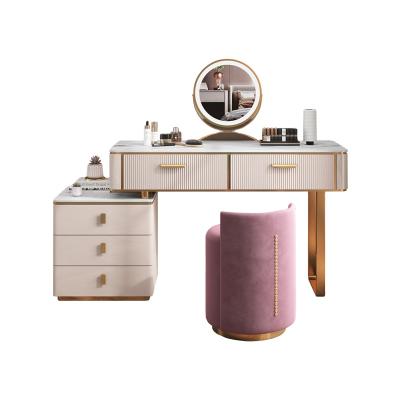 China HUIJUYOUPIN Extendable Modern Dressing Table Designs Dresser With Mirror Modern European Make Up Dressing Table for sale