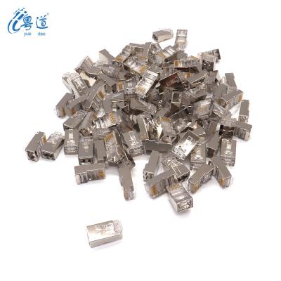 China Yuedao OEM Rj45 Cat5e Terminated Rj45 Ethernet Cable Connector Shielded Crystal Head for sale