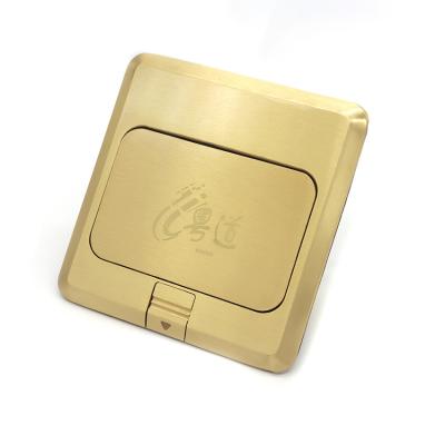 China YUEDAO Waterproof Pop Up Floor Mounted 16A golden Pop Out Electrical Power Outlet double floor Socket for sale