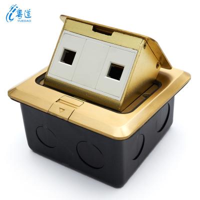 China Waterproof Pop Up Floor Mounted 16A golden Pop Out Electrical Power Outlet double floor Socket for sale